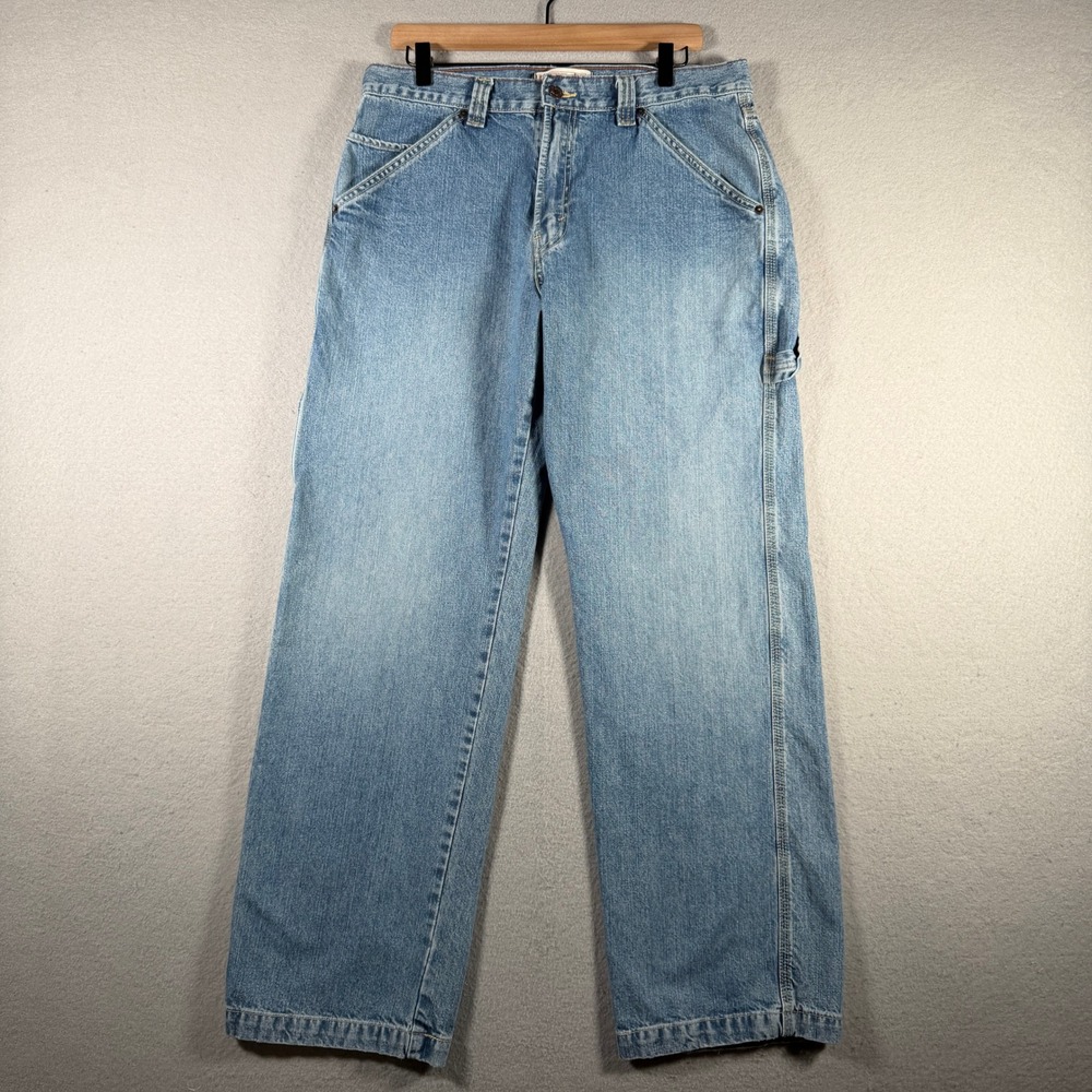 Levi Strauss Signature Mens Carpenter Jeans Light Wash Workwear Denim 34x31
